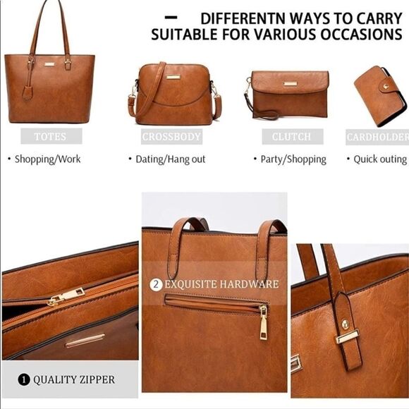 4 Piece Set NEW Tote Bags Wallets Satchel Tote Bags - Picture 4 of 13